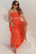Orange Smocked Tube Top Tiered Skirt Maternity Set