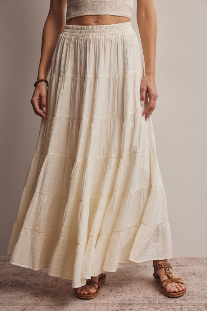 Cream Tiered Maternity Maxi Skirt