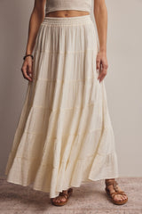 Cream Tiered Maternity Maxi Skirt