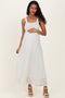 Off White Textured Knit Shoulder Tie Maternity Midi Dress