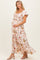Cream Floral Puff Sleeve Maternity Maxi Dress