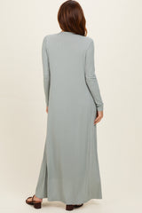 New Sage Ribbed Sleeveless Dress Cardigan Set