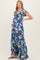 Blue Floral Cinched Smocked Maternity Maxi Dress