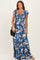 Blue Floral Cinched Smocked Maxi Dress