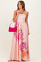 Light Pink Floral Strapless Maxi Dress