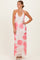 Pink Floral Crisscross Back Maxi Dress