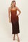 Ombre Brown Mesh Draped Neck Maxi Dress