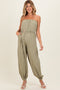 Olive Crinkled Tube Balloon Maternity Jumpsuit