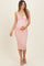 Light Pink Bodycon Maternity Midi Dress