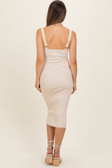 Taupe Bodycon Maternity Midi Dress