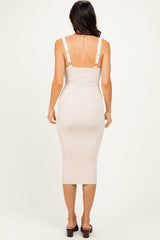 Taupe Bodycon Midi Dress