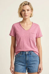Pink Raw Edged Basic Slub Maternity Top