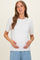 White Crew Neck Solid Maternity Sweater