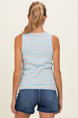 Light Blue Multi Striped Maternity Tank Top