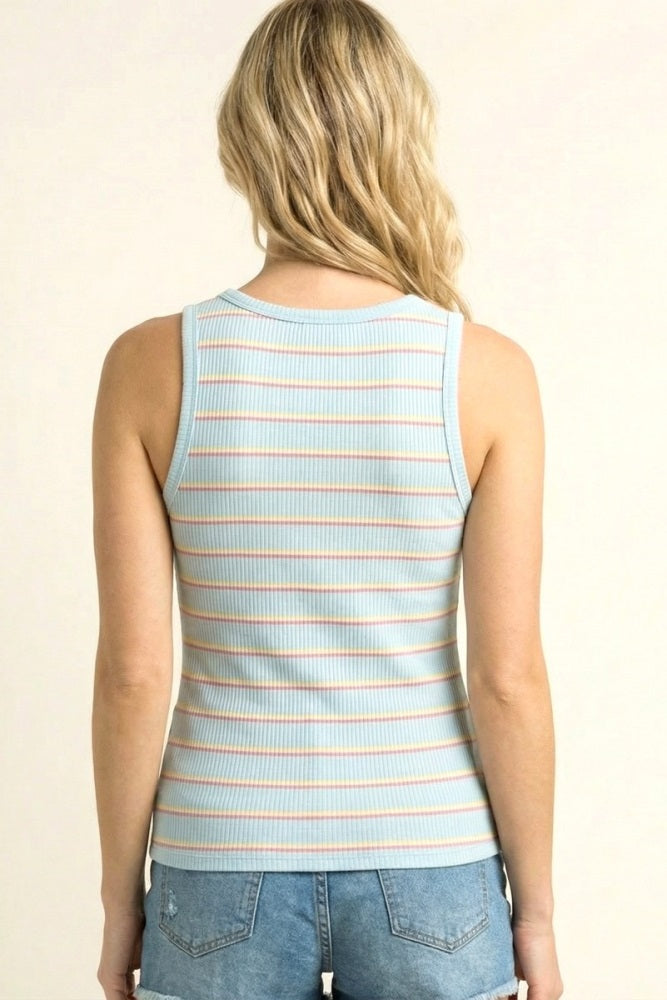 Light Blue Multi Striped Tank Top