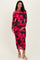 Red Abstract Print Mesh Overlay Maternity Maxi Dress