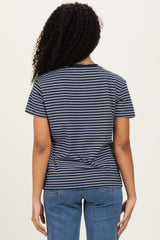 Navy/White Short Sleeve Round Neck Stripe Tee