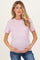Pink/White Short Sleeve Round Neck Stripe Maternity Tee