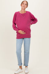 Burgundy Pigment Dyed French Terry Maternity Pullover