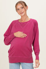 Burgundy Pigment Dyed French Terry Maternity Pullover