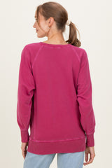 Burgundy Pigment Dyed French Terry Maternity Pullover