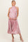 Light PinkFloral Pleated Halter Maternity Midi Dress