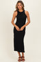 Black Textured Sleeveless Maxi Dress