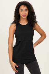 Black Sleeveless Maternity Nursing Tank Top