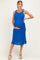 Blue Tied Shoulder Strap Maternity Midi Dress