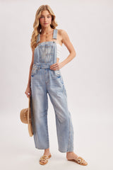 Light Wash Denim Barrel Maternity Overalls