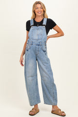 Light Wash Denim Barrel Maternity Overalls
