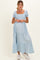 Light Blue Tiny Floral Smocked Puff Sleeve Maternity Maxi Dress