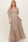 Taupe Flutter Sleeve Maternity Maxi Dress