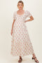 Red Floral Smocked Maternity Maxi Dress