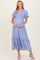 Blue Smocked Maternity Midi Dress