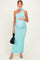 Mint Green Mesh Overlay Halter Maternity Maxi Dress