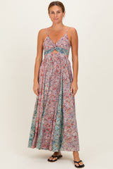 Multi V Neck Twist Front Cut Out Maternity Maxi Dress