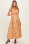 Yellow V Neck Lace Trim Twin Print MaternityMaxi Tank Dress