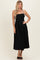 Black Linen Sleeveless Tie Back Flared Midi Dress