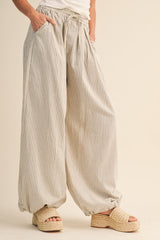 Light Blue Striped Balloon Maternity Pants