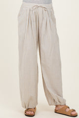 Light Blue Striped Balloon Maternity Pants