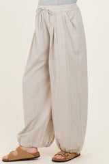 Light Blue Striped Balloon Maternity Pants