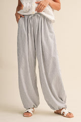 Black Striped Balloon Maternity Pants
