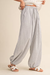 Black Striped Balloon Maternity Pants
