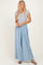 Light Blue Linen-Blend Wide Leg Pants