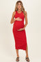 Red Acid Washed Ribbed Maternity Midi Tank Dress