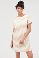 Taupe Striped T-Shirt Mini Dress