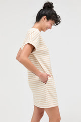 Taupe Striped T-Shirt Mini Dress