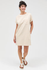Taupe Striped T-Shirt Mini Dress
