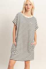 Black Striped T-Shirt Mini Dress